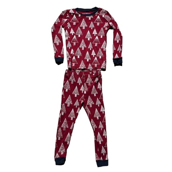 Burt's Bees Kids Christmas Pajamas. Red with Christmas Trees. Size 5. - Picture 2 of 4